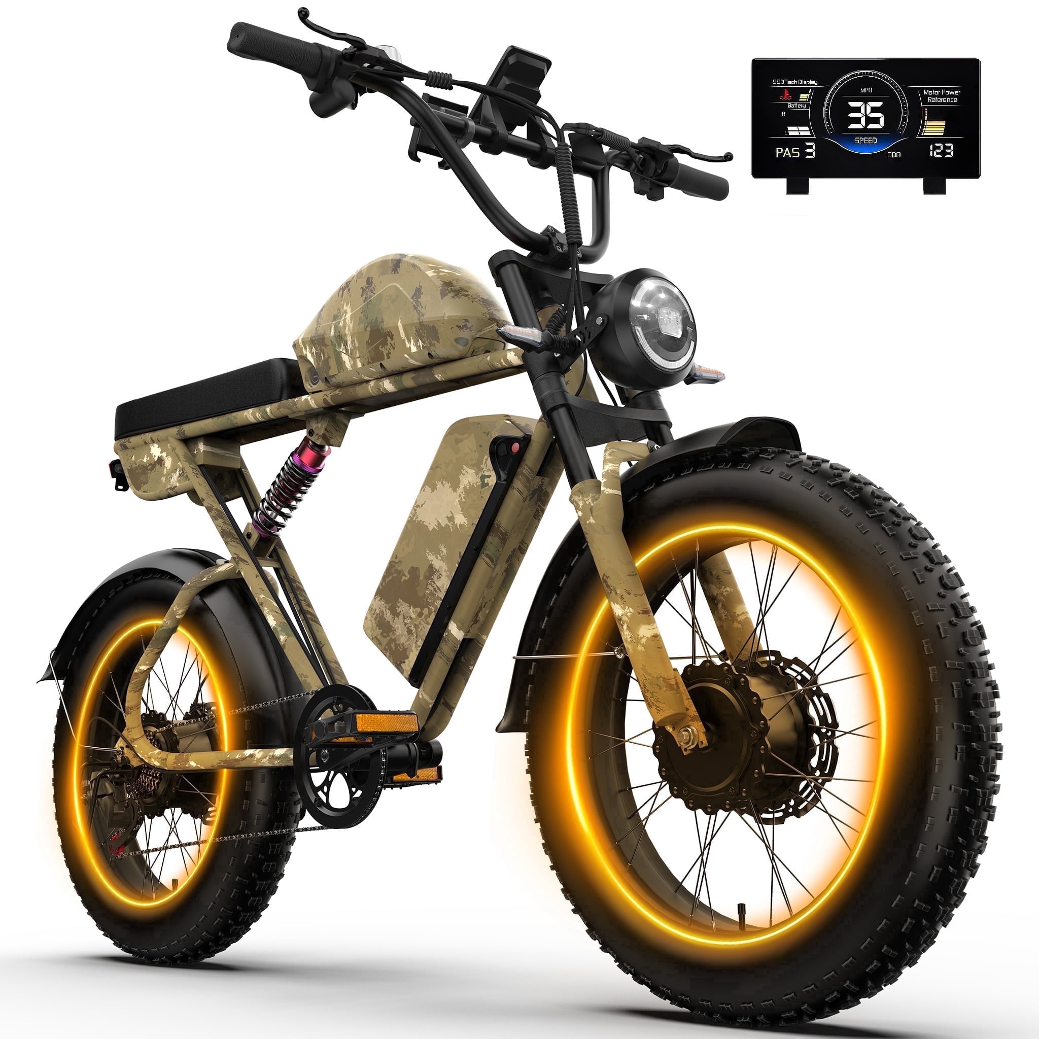 Bluvall 6000W AWD Ebike,Dual Motor 120 Miles 52V Electric Bike for Adults,Fat Tire Full Suspension E Bike,All Terrain Mountains Bicycle, 2236Wh,UL2849