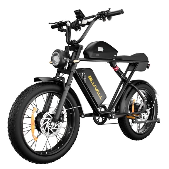 Bluvall Electric Bike for Adult, Peak 3000W 20" Fat Tire 52V 46AH Removable Battery, 39MPH 7-Speed Disc Brake off-Road Mountain Ebike UL2849