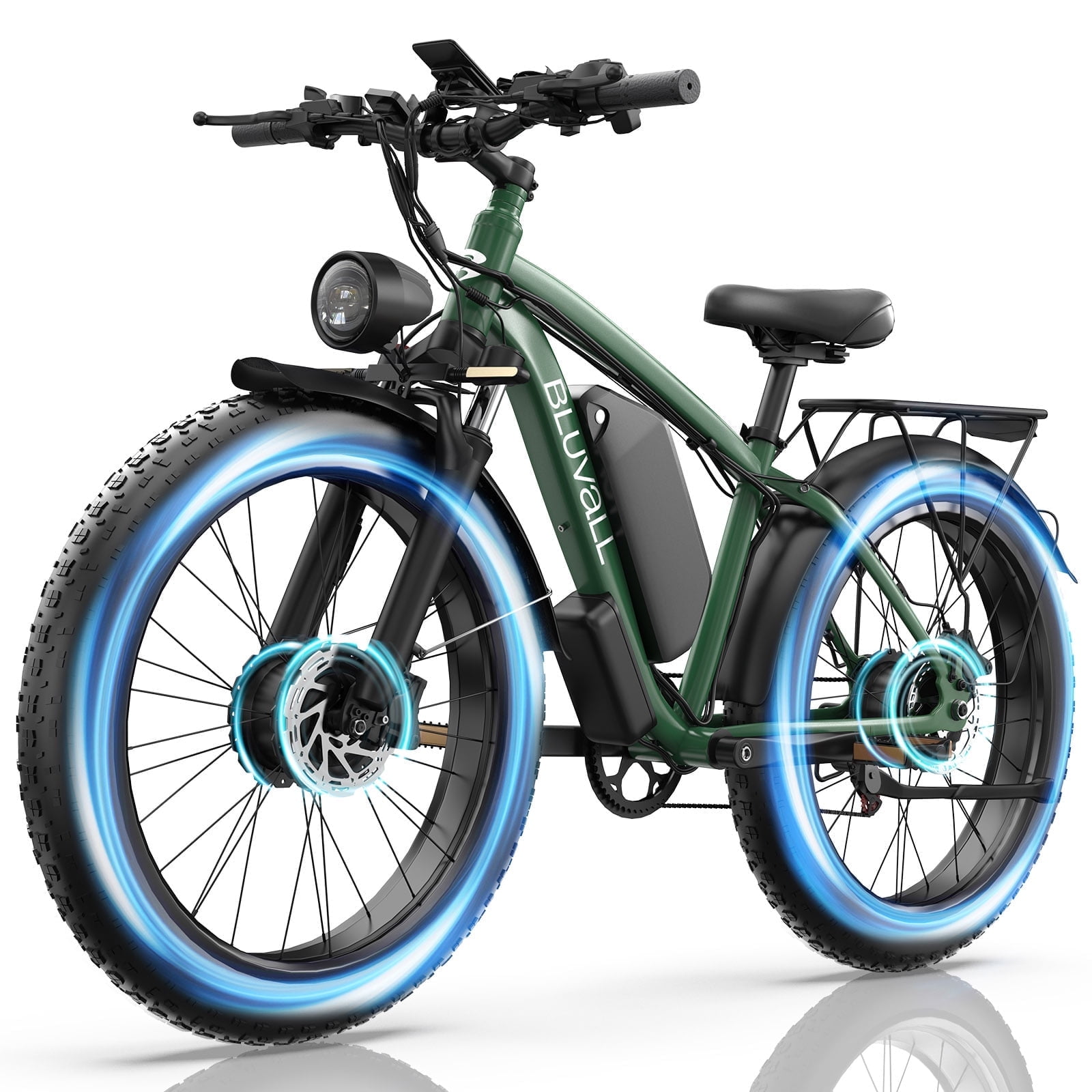 Bluvall B1 Electric Bike for Adults, PEAK 3000W Dual Motor, 48V 22.4Ah Ebike, Max 37Mph, 60 Miles Range, 26" Fat Tire Mountain Bicycle UL2849