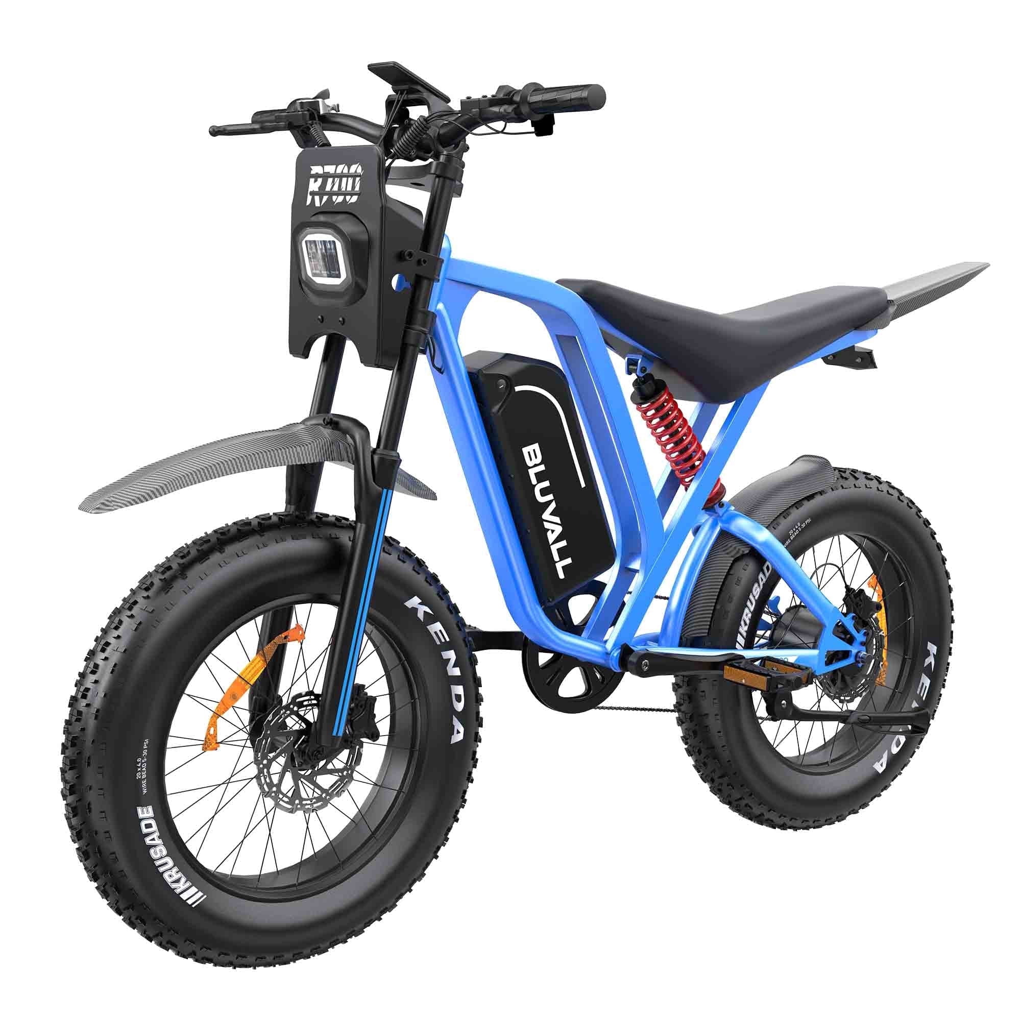 Bluvall Electric Dirt Bike for Adults, Peak 1800W Motor 35MPH, 52V/25AH Battery, 20"x4" Fat Tire Ebike, E Mountain Bicycle, Dual Hydraulic Brakes UL2849
