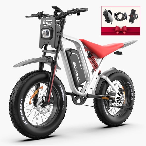 Bluvall Electric Dirt Bike for Adults, 1800W Motor 35MPH, 52V/25AH Battery, 20"x4" Fat Tire Ebike, E Mountain Bicycle, Up to 60+Miles UL2849