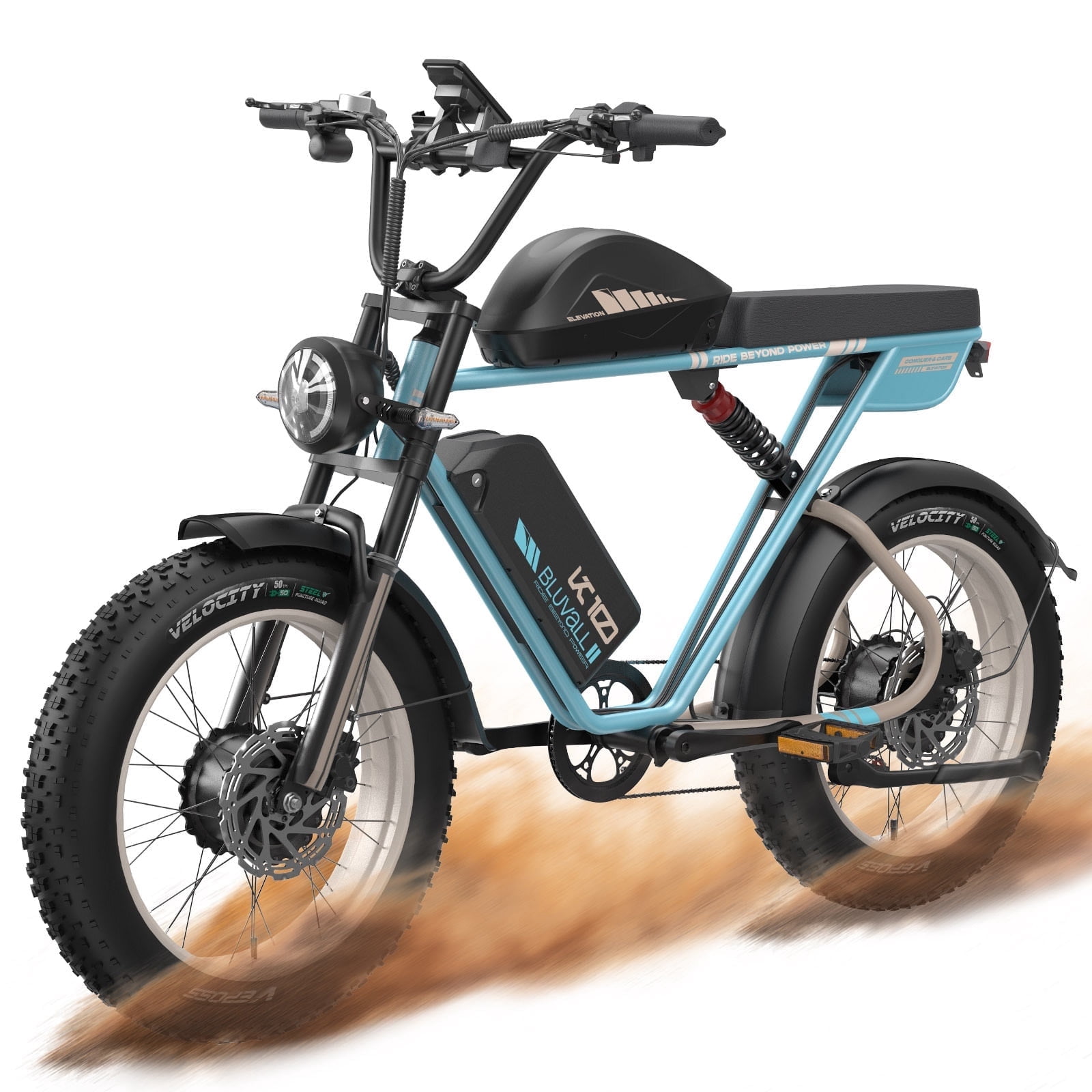 Bluvall K10 Electric Bike for Adults, Peak 3000W Max 39MPH and 120Miles, 52V 43AH Moped Ebike, 20" Fat Tire Dirt Bicycle UL2849