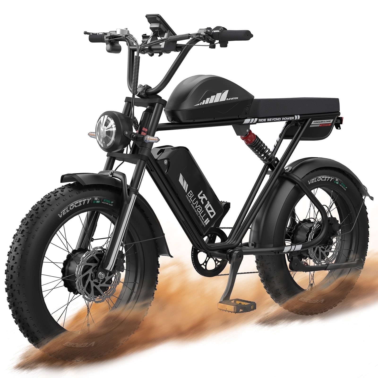 Bluvall K10 Peak 3000W Electric Bike 39MPH, 52V 43Ah E-Mountain Bikes, 20" Fat Tire Ebike for Adults Full Suspension UL2849