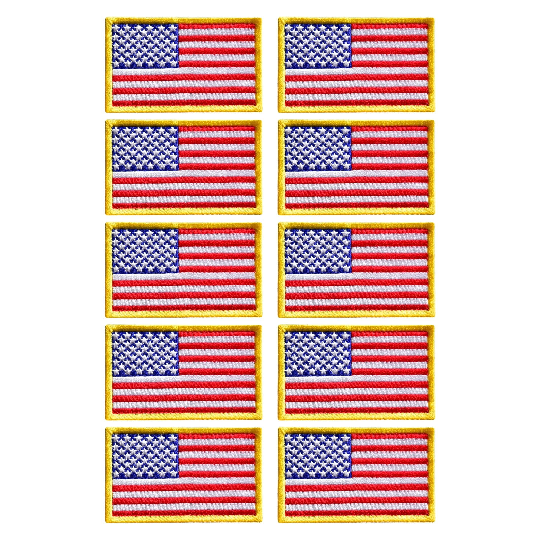 Bluyellow 10Pcs American Flag Patch Set - Embroidered Tactical Patches with Hook and Loop Fastener for Backpacks, Vests, Jackets, and Dog Harnesses - Durable USA Flag Patches, Sew-On Option, 2x3"