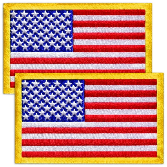 2Pcs American Flag Patch Set, Embroidered USA Flag Patches