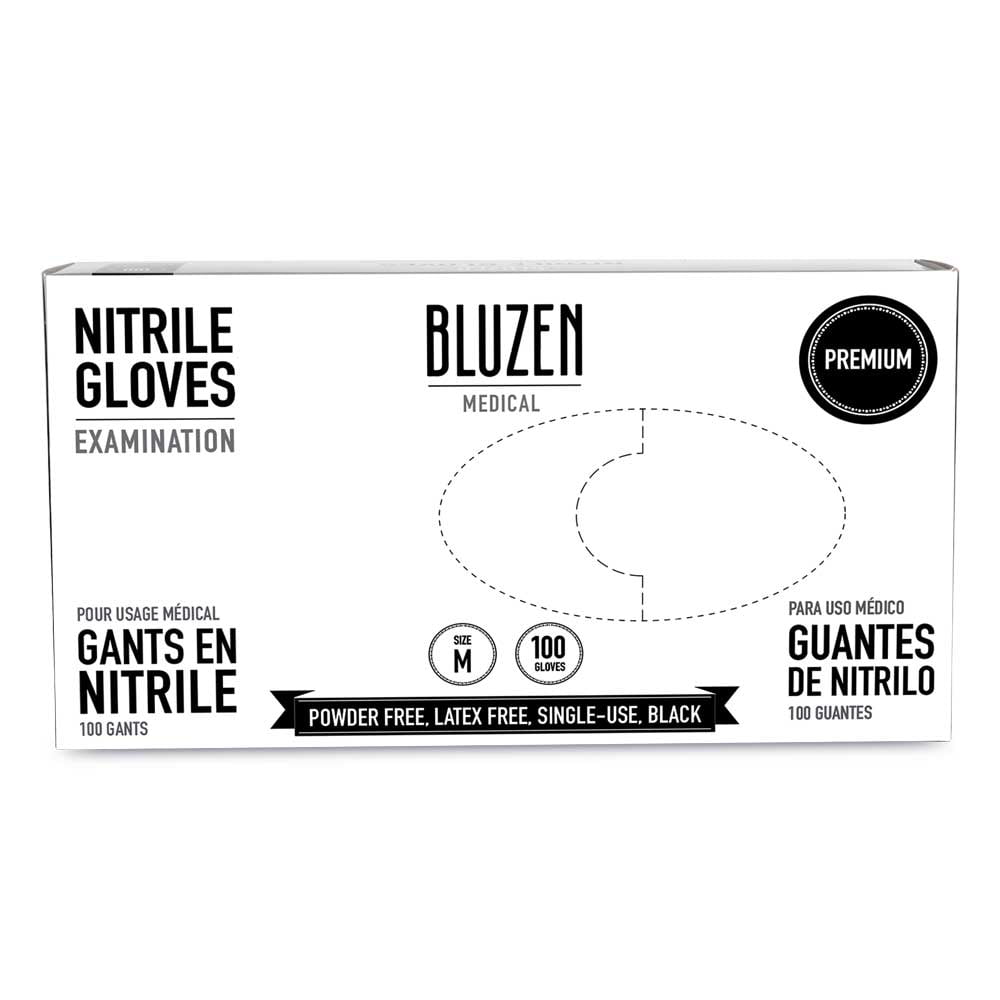 Bluzen Small Black 6 mil Powder Free Nitrile Examination Gloves, 100 per box -- 10 boxes per case