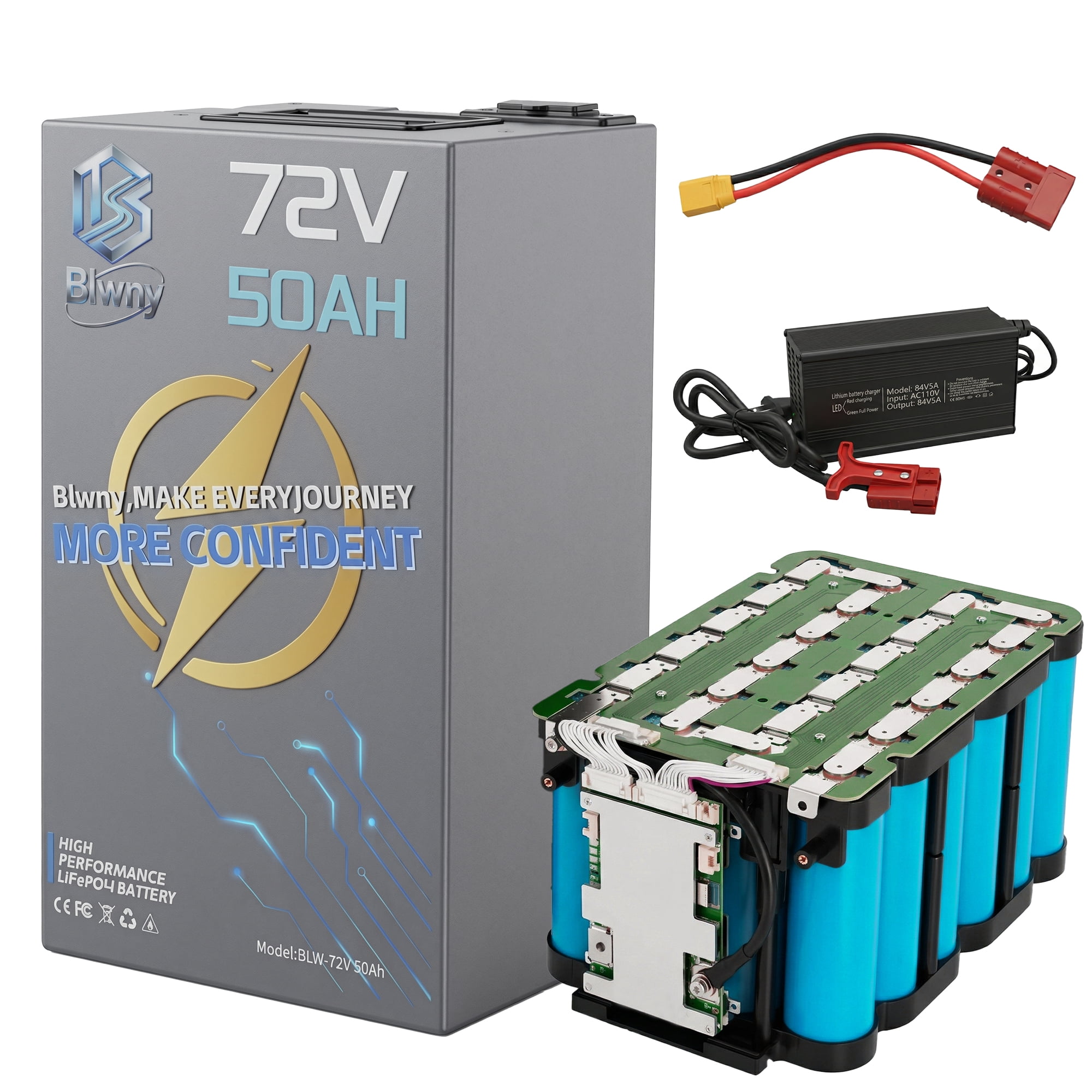 Blwny 72V 50Ah LiFePO4 Battery for 250W-3500W EV,Sprayed Special Alloy Shell ,Automotive-Grade Cells | Ideal for DIY E-Tricycles, Scooters & Motorcycles
