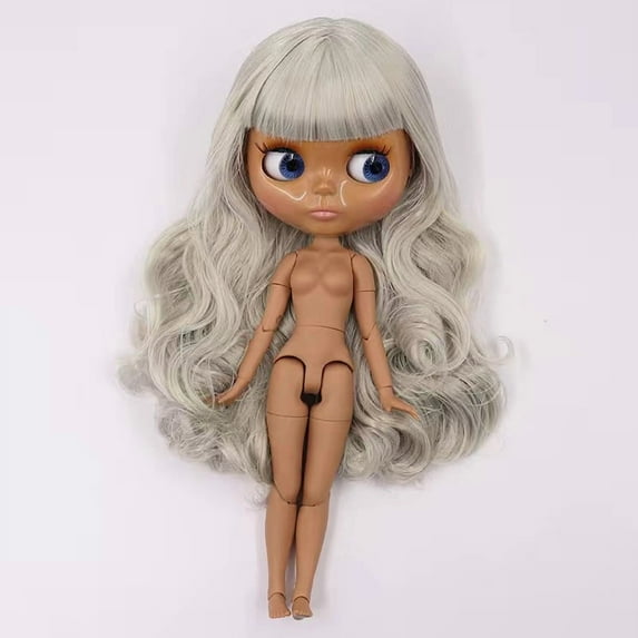 Blyth Doll Posable BJD Doll with 19 Joints, 4 Pairs of Interchangeable Eyes, Glossy Face & Tan Skin Dark Skin, Multi-Color Hair Style Options - Perfect Christmas Gift for Girls