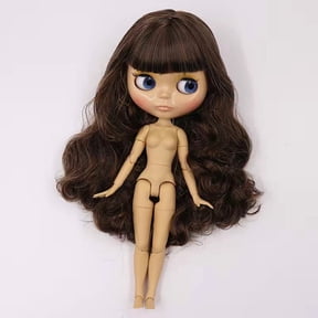 Blyth Doll Posable BJD Doll with 19 Joints, 4 Pairs of Interchangeable Eyes, Glossy Face & Tan Skin Dark Skin, Multi-Color Hair Style Options - Perfect Christmas Gift for Girls