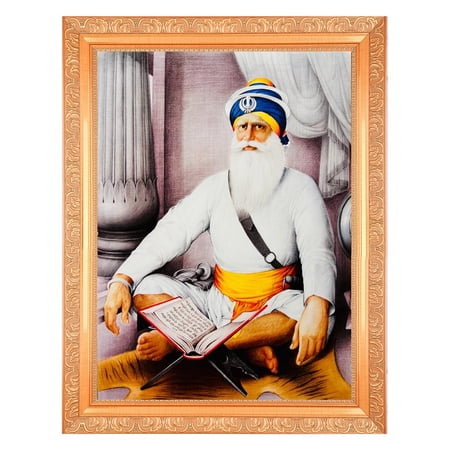Bm Traders Baba Deep Singhji Beautiful Digital Print Photo In ArtWork Golden Frame (11 x 14 Inch)OR(27.94 X 35.56 Cm) Religious Gifting
