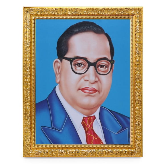 Bm Traders Bala Saheb Ambedkar Beautiful Print Photo In ArtWork Golden Frame (11 x 14 Inch)OR(27.94 X 35.56 Cm) Religious Gifting