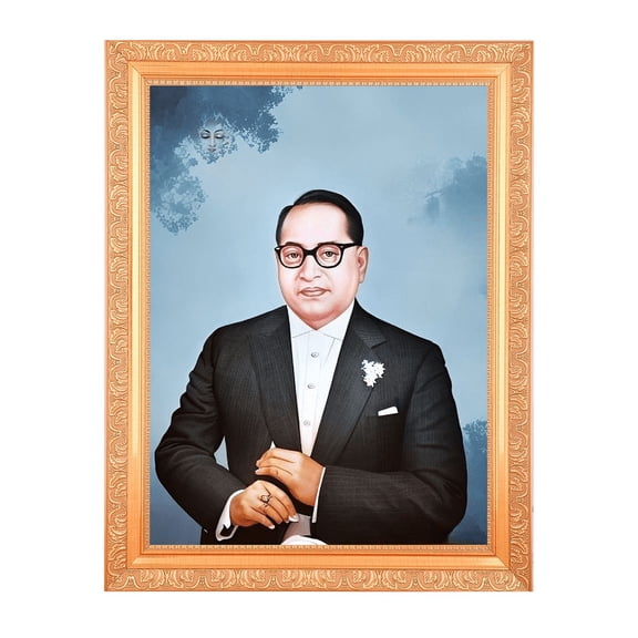 Bm Traders Balasaheb Ambedkar Vintage Design Digital Print Photo In Golden Artwork Frame (11 x 14 Inch)OR(27.94 X 35.56 Cm) Religious Gifting
