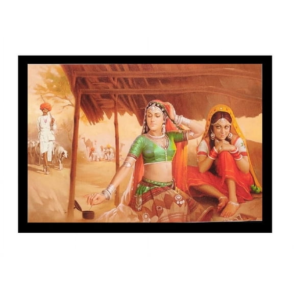 Bm Traders Beautiful Indian Village Art Wall Sticker Poster Print Without Frame (20 X 28 Inches) OR (50.80 Cm X 71.12 Cm) Religious Gifting