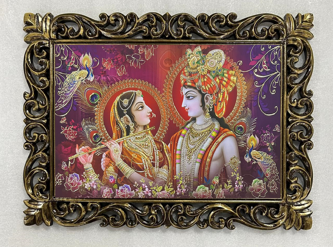 Bm Traders Beautiful Radha Krishna Gold Artwork Print Photo Design In ...