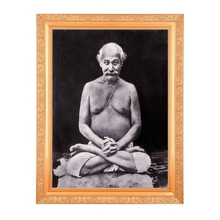 Bm Traders Lahiri Mahasaya Digital Print Photo In Golden Artwork Frame (11 x 14 Inch) OR (27.94 X 35.56 Cm) Religious Gifting