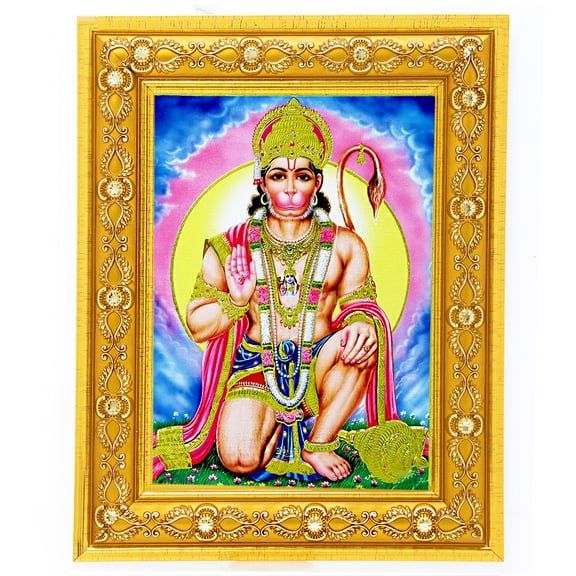 Bm Traders Lakshmi Ganesh Saraswati Golden Foil Print Photo In Religious Frame (14 X 18 Inch)