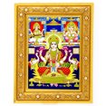 Bm Traders Lakshmi Saraswati Ganesha Golden Art Work Colour Photo In