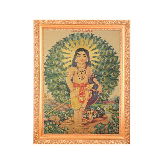 Bm Traders Mayurapriya Murgan Beautiful Golden Foil Photo In ArtWork Golden Frame (11 x 14 Inch)OR(27.94 X 35.56 Cm) Housewarming Gifts