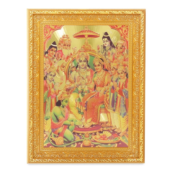 Bm Traders Ra Sabha Beautiful Golden Foil Photo In ArtWork Golden Frame (11 x 14 Inch)OR(27.94 X 35.56 Cm) Housewarming Gifts