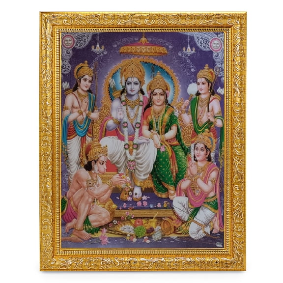 Bm Traders Ram Sabha Beautiful Print Photo In ArtWork Golden Frame (11 x 14 Inch)OR(27.94 X 35.56 Cm) Religious Gifting