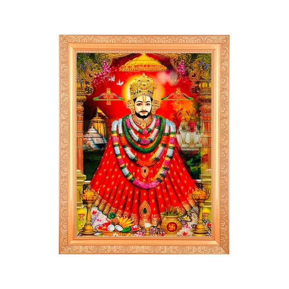 Bm Traders Ramdev Maharaj Vintage Collection 5 Dimensional Layer (With 5D Effect) Art Work Photo In Golden Frame Big (14 X 18 Inches)