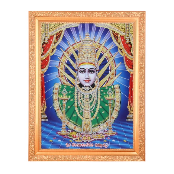 Bm Traders Renuka Mata Zari Print Photo In Religious Frame (14 X 18 Inch)