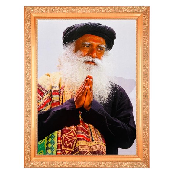 Bm Traders Sadhguru Beautiful Digital Print Photo In ArtWork Golden Frame (11 x 14 Inch)OR(27.94 X 35.56 Cm) Religious Gifting