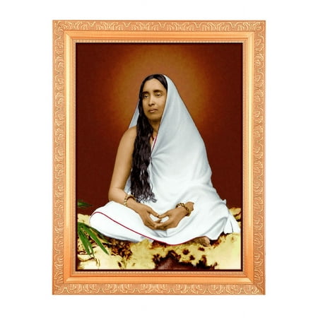 Bm Traders Sarada Devi Digital Print Photo In Golden Artwork Frame (11 x 14 Inch) OR (27.94 X 35.56 Cm) Religious Gifting