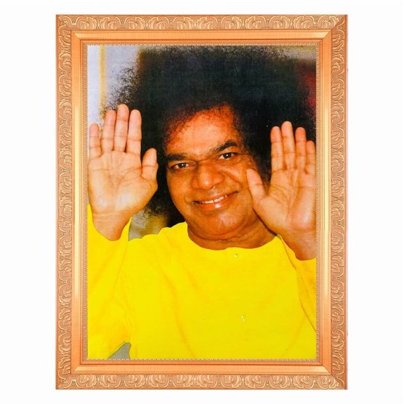 Bm Traders Sathya Sai Baba Beautiful Digital Print Photo In ArtWork Golden Frame (11 x 14 Inch)OR(27.94 X 35.56 Cm) Religious Gifting