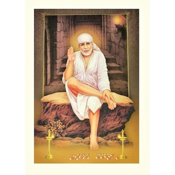 Bm Traders Shirdi Sai Baba Wall Sticker Poster Print Without Frame (20 X 28 Inches) OR (50.80 Cm X 71.12 Cm) Religious Gifting