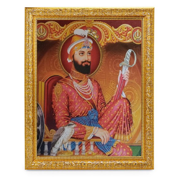 Bm Traders Sikh Guru Gobind Singh Beautiful Print Photo In ArtWork Golden Frame (11 x 14 Inch)OR(27.94 X 35.56 Cm) Religious Gifting