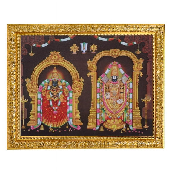 Bm Traders Thaayar Perumal Beautiful Print Photo In ArtWork Golden Frame (11 x 14 Inch)OR(27.94 X 35.56 Cm) Religious Gifting