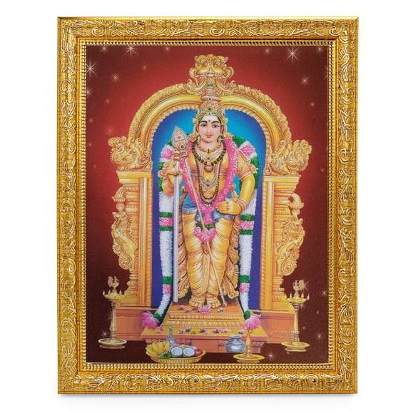 Bm Traders Tiruchendur Murgan Beautiful Print Photo In ArtWork Golden Frame (11 x 14 Inch)OR(27.94 X 35.56 Cm) Religious Gifting
