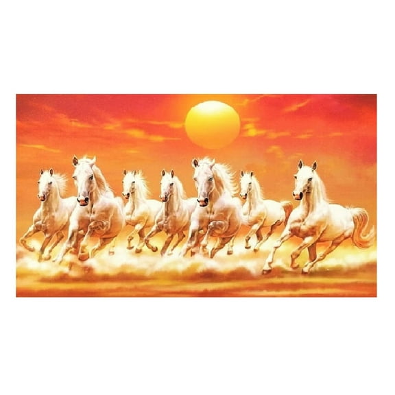 Bm Traders Vast Sunrise With Seven Running Horses Wall Sticker Poster Print Without Frame (24 X 48 Inch) OR ( 2 X 4 Feet) Art Dcor Only Poster