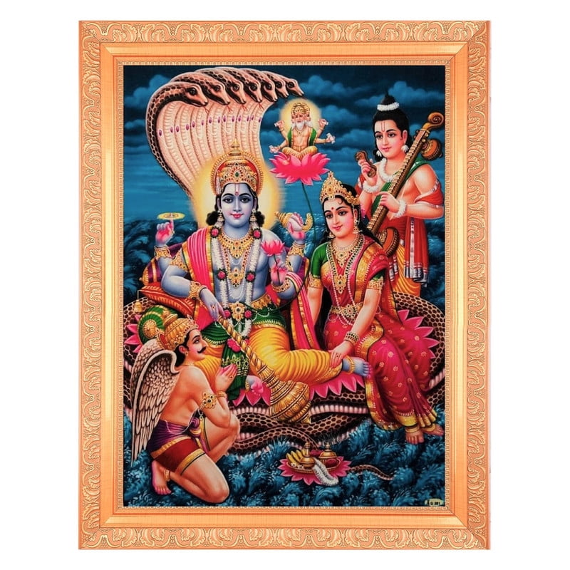 Bm Traders Vishnu Lakshmi Beautiful Print Photo In ArtWork Golden Frame ...