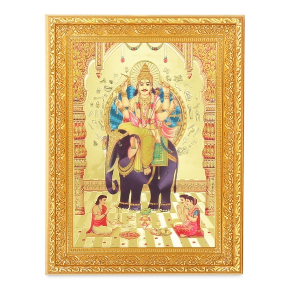 Bm Traders Vishwakama Beautiful Golden Foil Photo In ArtWork Golden Frame (11 x 14 Inch)OR(27.94 X 35.56 Cm) Housewarming Gifts
