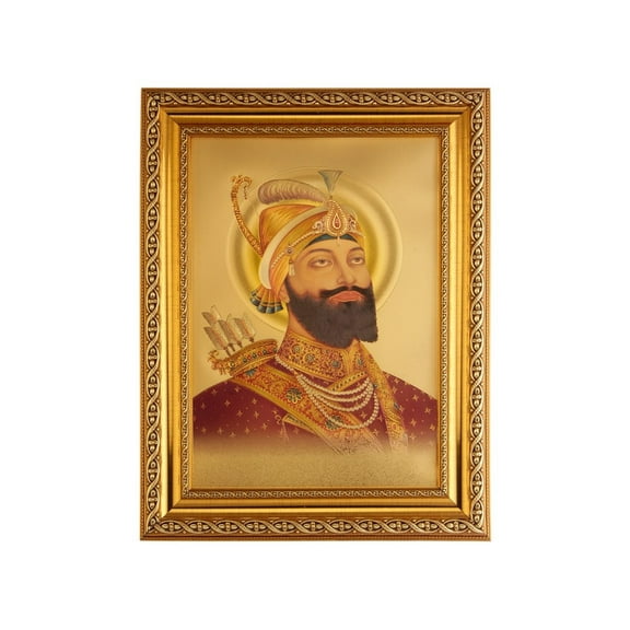 Bm Trades Guru Gobind Singhji Beautiful Golden Foil Photo In ArtWork Golden Frame (11 x 14 Inch)OR(27.94 X 35.56 Cm) Housewarming Gifts