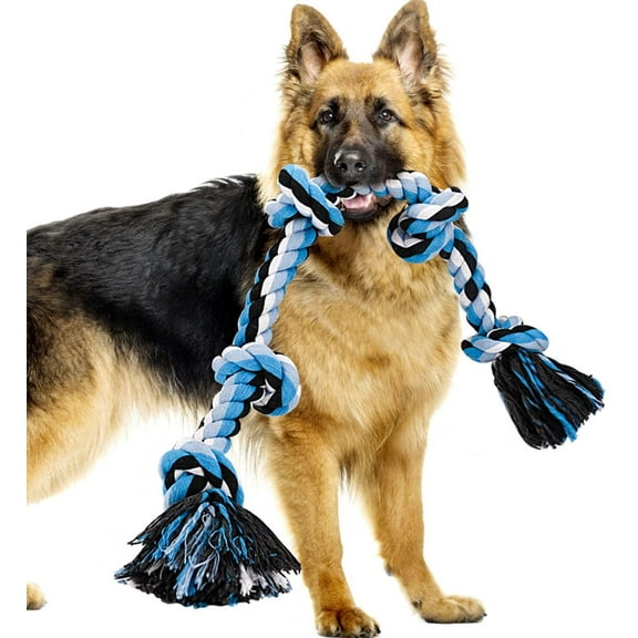 Bmag Dog Rope Toys for Medium and Large Dogs with 5 Knot Rope, Tough, Blue