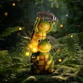thumbnail image 1 of Bmag Garden Turtle Statue Decoration, Solar Garden Decor Two Frog Face Cute Turtle for Patio Yard, 1 of 9