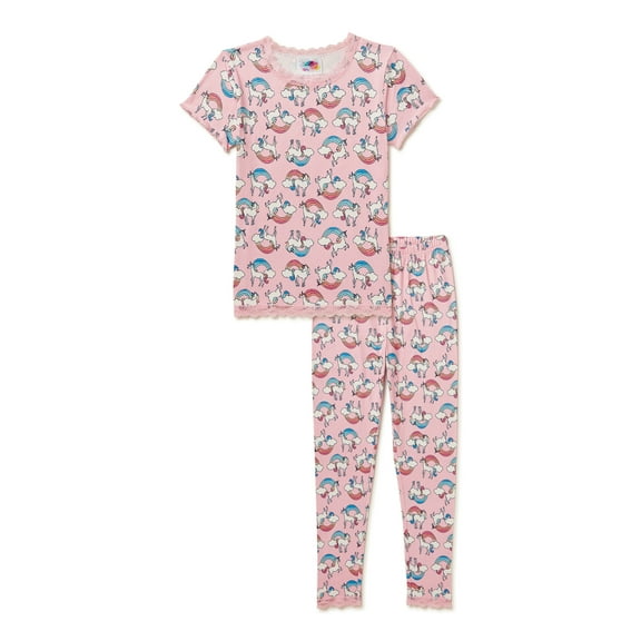 Bmagical Girls Short Sleeve Top with Pants, 2-Piece Pajama Sleep Set, Sizes 4-10