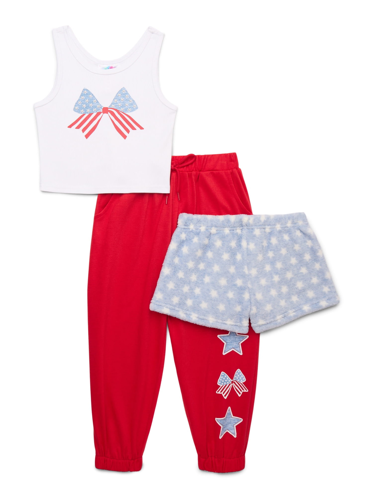 Bmagical Girls Tank, Shorts and Joggers Pajama Set, 3-Piece, Sizes 4-12