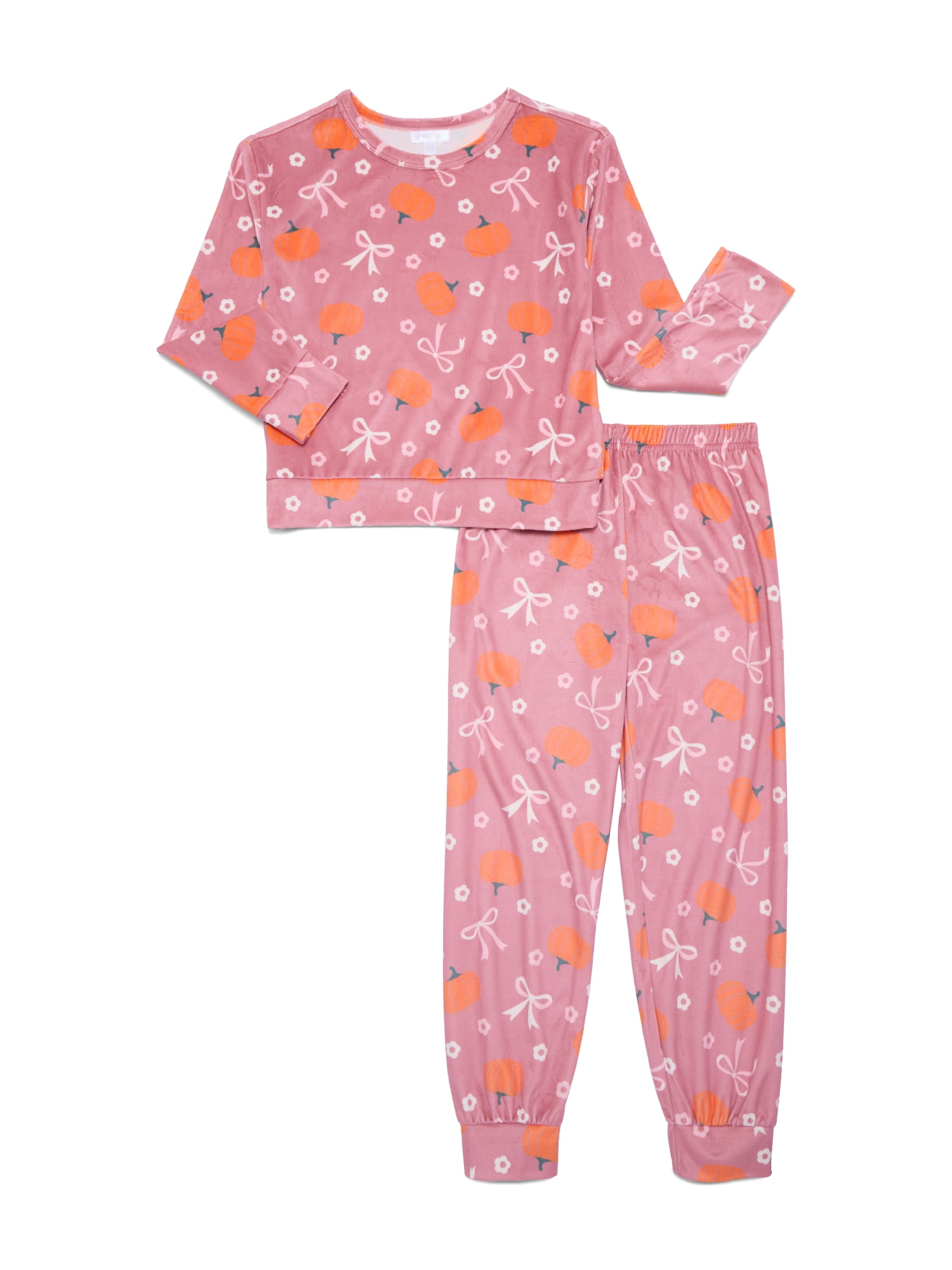 Bmagical Girls Velour Long Sleeve Top and Joggers Sleep Set, 2-Piece, Sizes 4-16