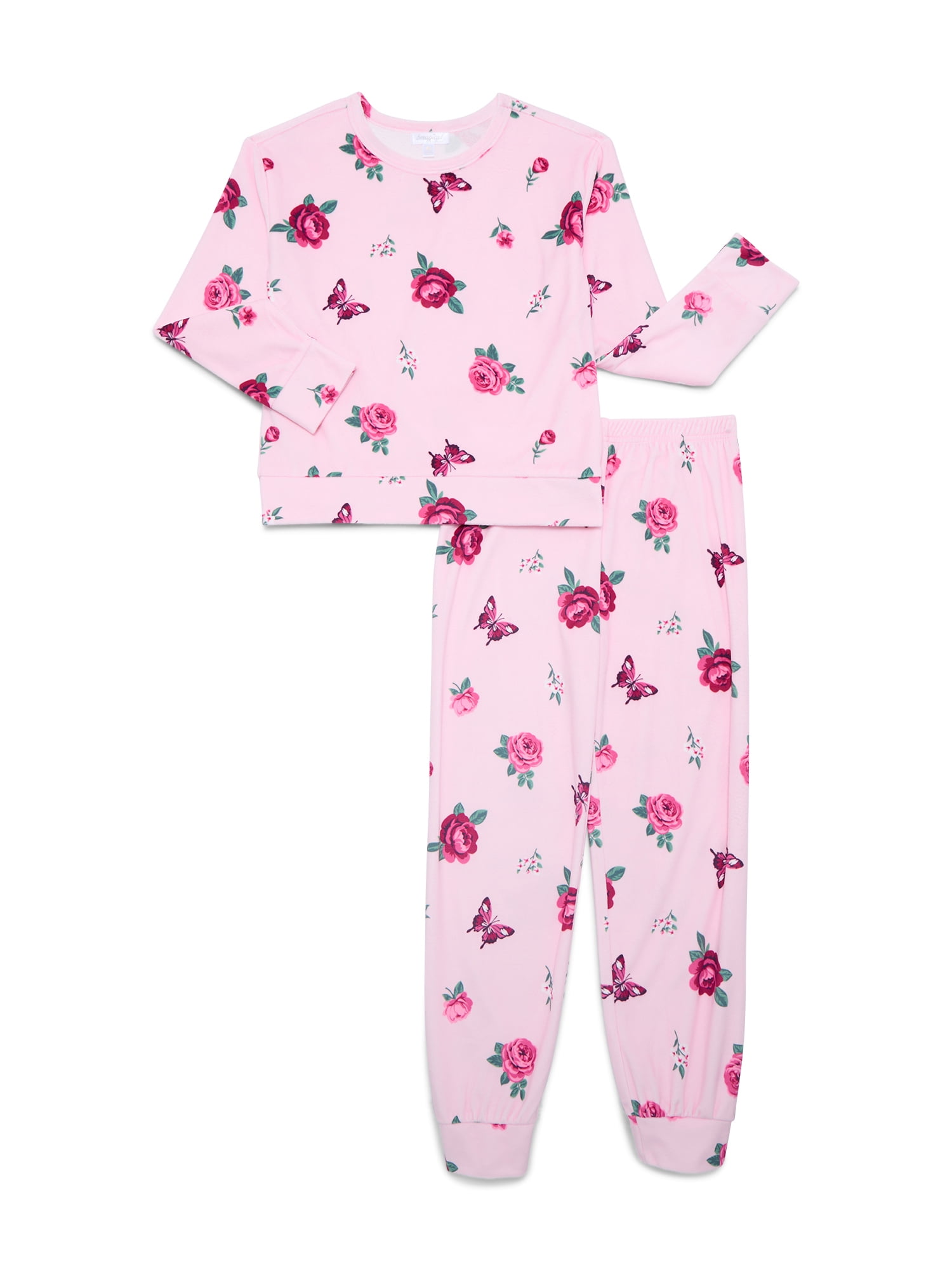 Bmagical Girls Velour Long Sleeve Top & Jogger 2-Piece Sleep Set, Sizes 4-16