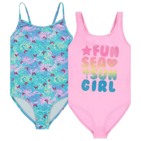 Bmagical Kids Girls 2 pack Bathing Suit, Childrens Printed Beach Swimwear