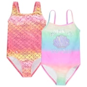 Bmagical Kids Girls 2 pack Bathing Suit, Childrens Printed Beach Swimwear