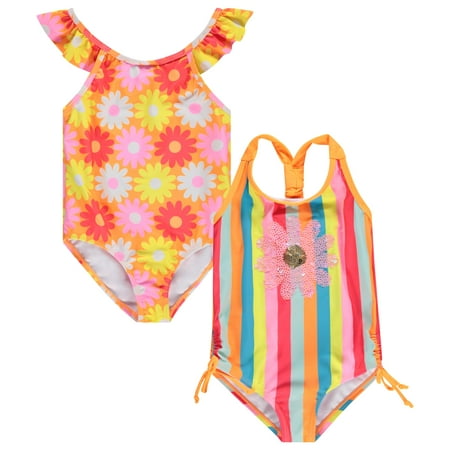 Bmagical Kids Girls 2 pack Bathing Suit, Childrens Printed Beach Swimwear, Flower,6