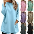 thumbnail image 1 of Bmawag Blouses for Women Plus Size with Pockets Long Sleeve Crew Neck Solid Color Pullover Tops Women's Casual Loose Sweatshirt Black L, 1 of 7