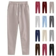 thumbnail image 1 of Under $8 Sweatpants For Women Plus Size Winter Solid Color Elastic Waist Warm Pants Athletic Jogger Drawstring Lace-Up Trousers with Pockets on Clearance Khaki L, 1 of 3