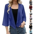 thumbnail image 1 of Bmawag Cropped Cardigan for Women Lightweight Solid Color Casual Loose Chiffon Elegant 3/4 Sleeve Breathable Cardigan for Women Gray XL, 1 of 10