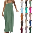 thumbnail image 1 of Bmawag Dresses for Women Fashion Plus Size Crew Neck Solid Color Sleeveless Summer Beach Maxi Dress, 1 of 9